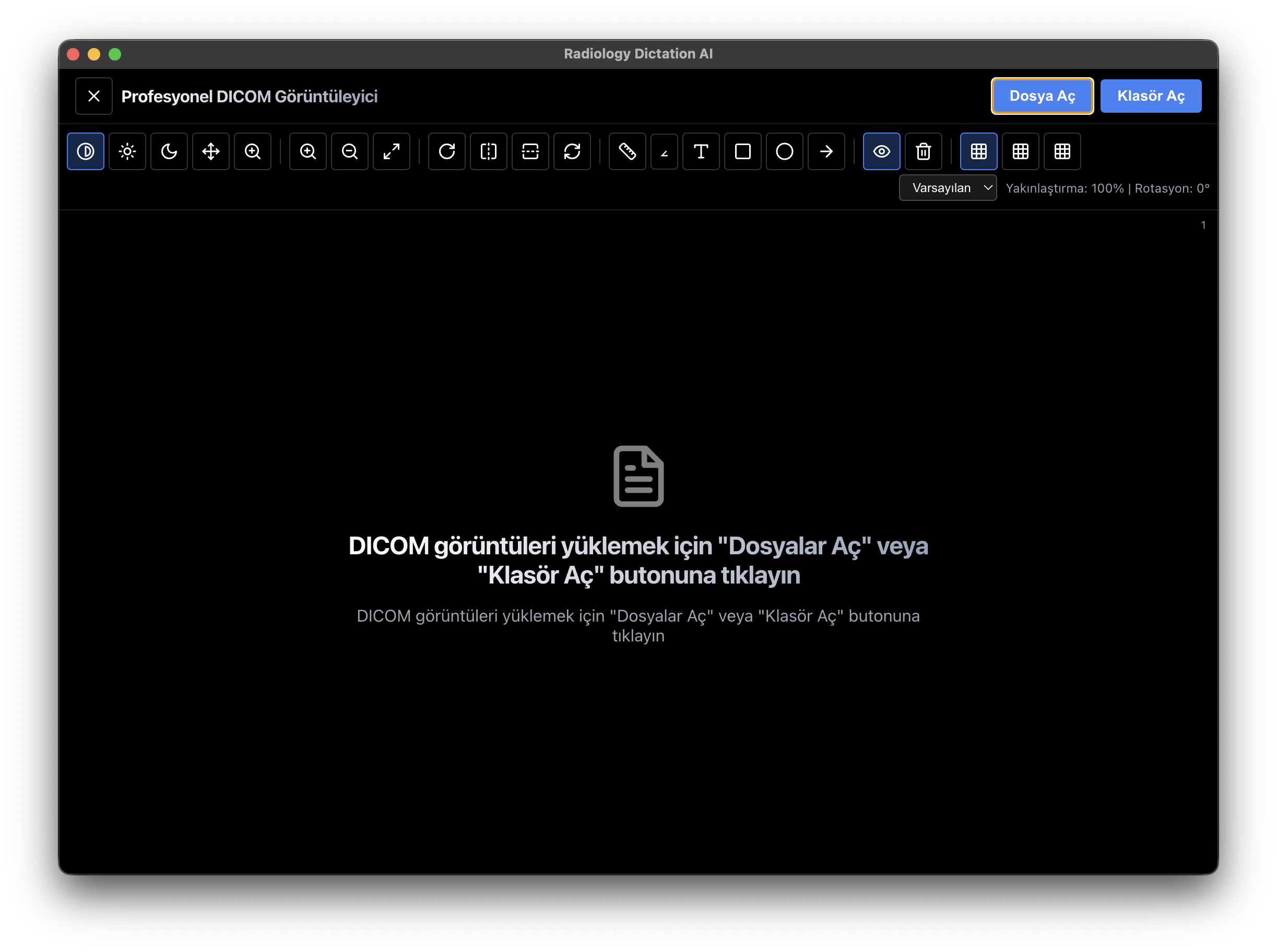 AI DICOM Viewer profesyonel medikal görüntüleme ekranı