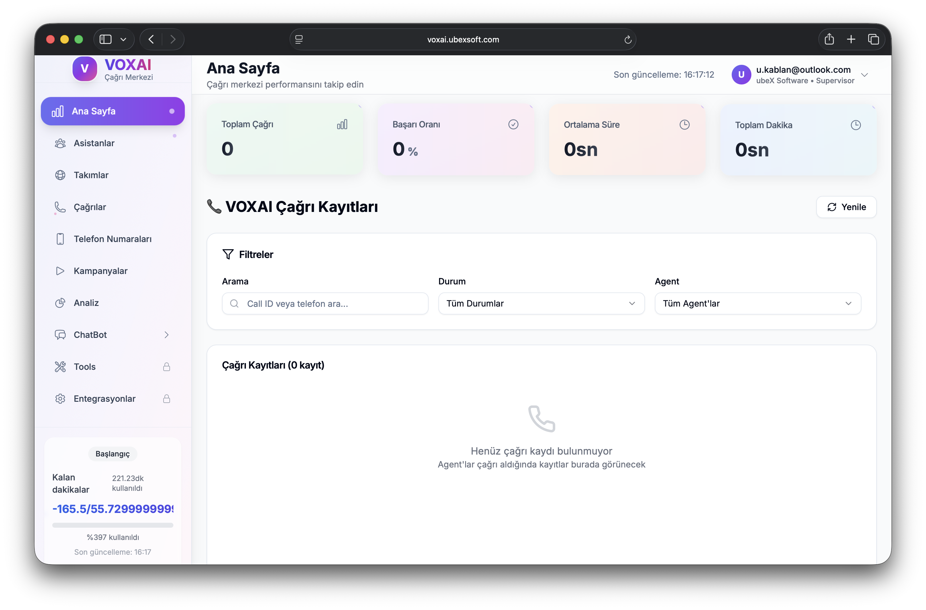 VOXAI çağrı merkezi yönetim ve çağrı analitiği ekranı